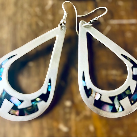 Taxco, Mexico Vintage Earring & Bracelet Set. Sterling Silver 925 with Abalone. - Picture 2 of 9